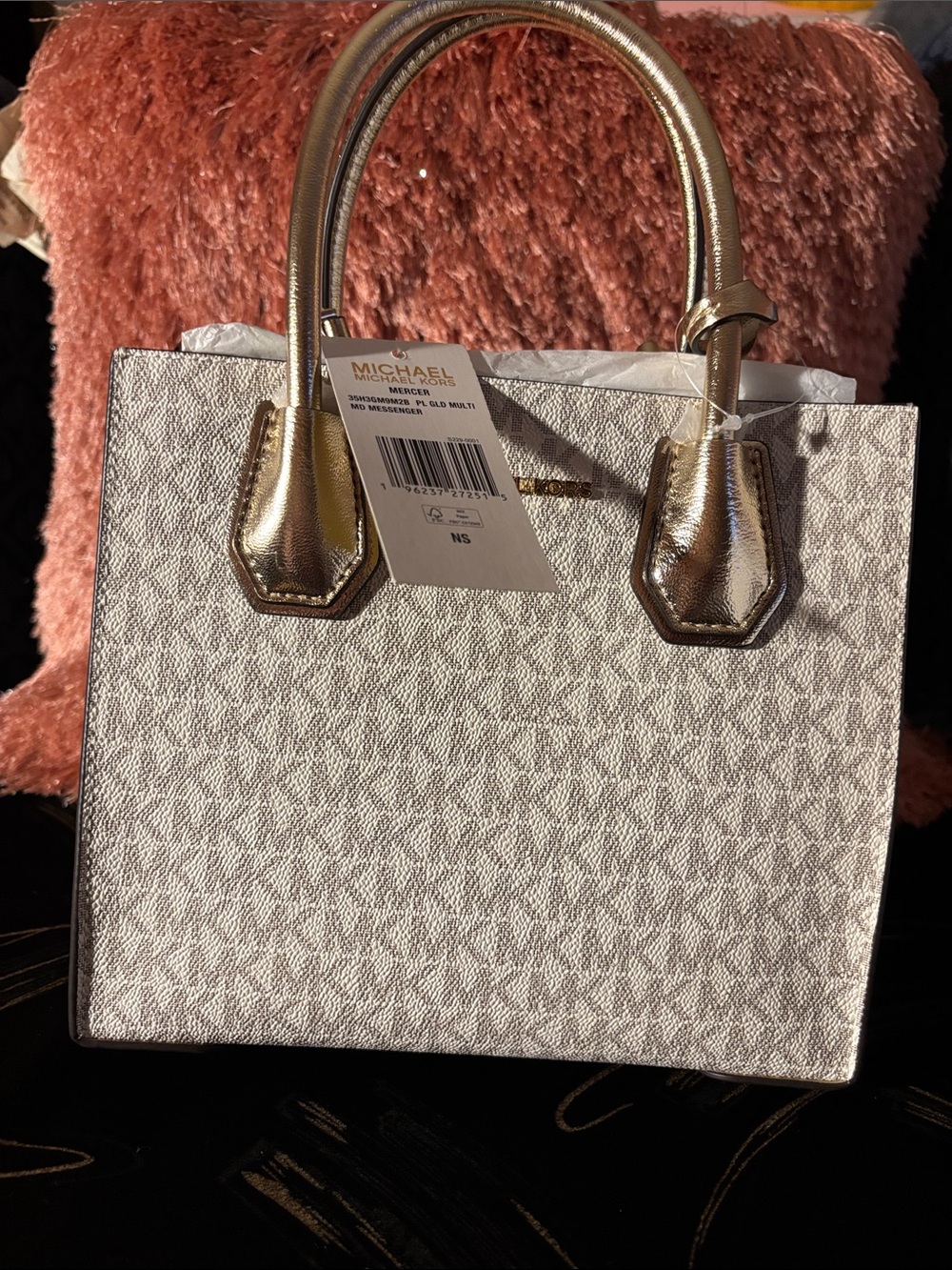 Michael Kors Gold and Silver Monogram Satchel